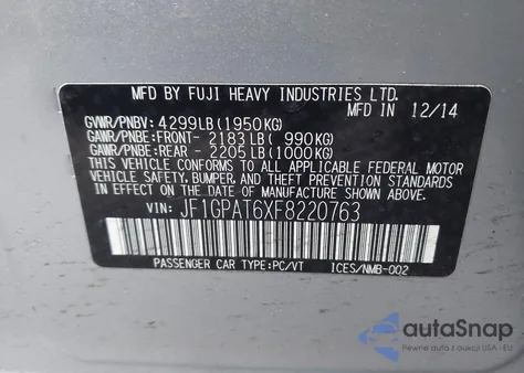 2015 Subaru Impreza 2.0I Sport Premium из США, поврежденный, VIN JF1GPAT6XF8220763